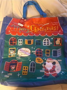 Daiso Green, Red and Blue Merry Christmas Reusable Tote